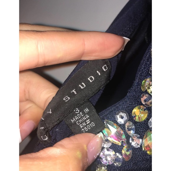 Formal beaded accent navy blue Dress - Picture 10 of 10